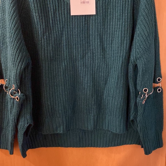 SEEK The Label Punk Rock Deconstructed Pullover Sweater Teal Size Medium - Picture 6 of 13